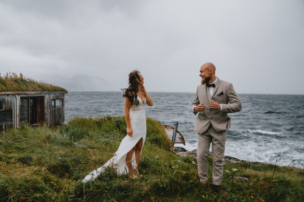 Moody Norway elopement on Senja Island. First look. By Christin Eide Photography.