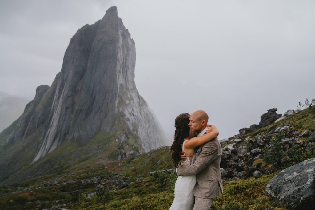 Moody Norway elopement on Senja Island. Observing Segla. By Christin Eide Photography.